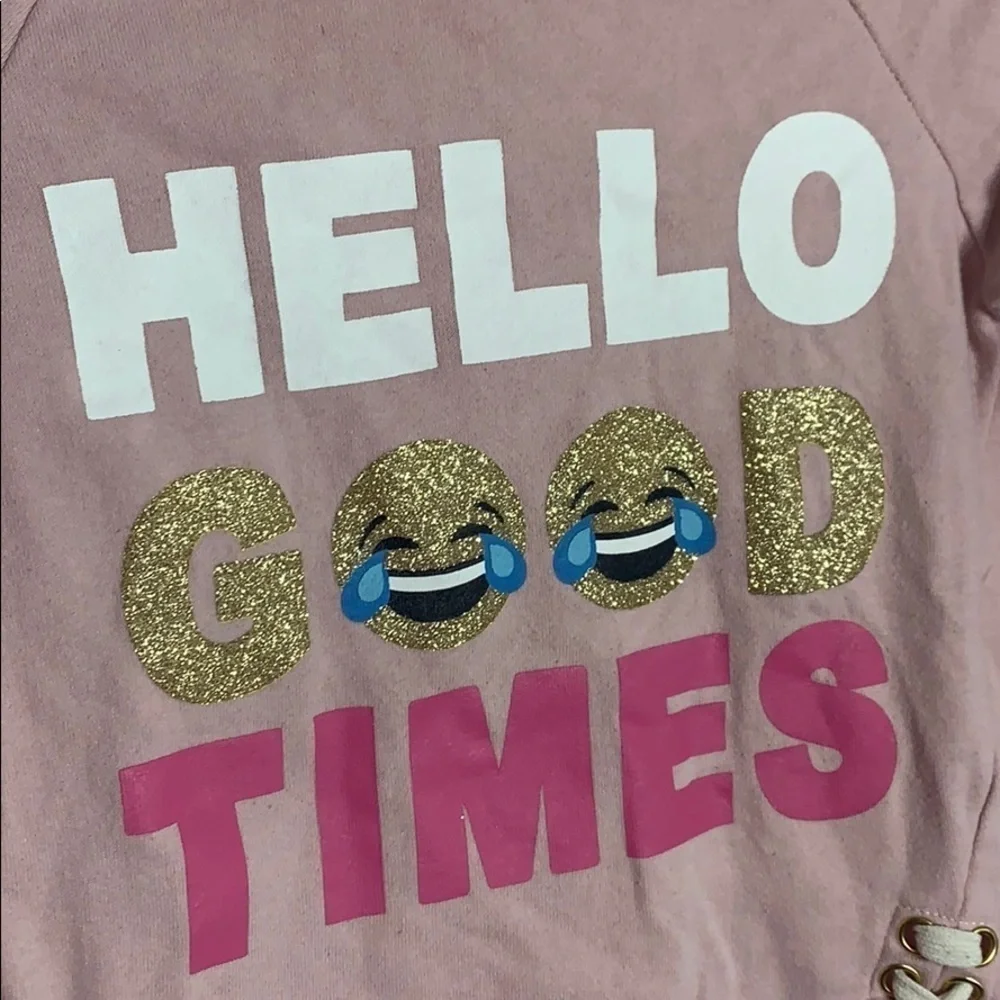 Me.n.u Hello Good Time Lace Up Glitter Pullover long sleeve girls size 10